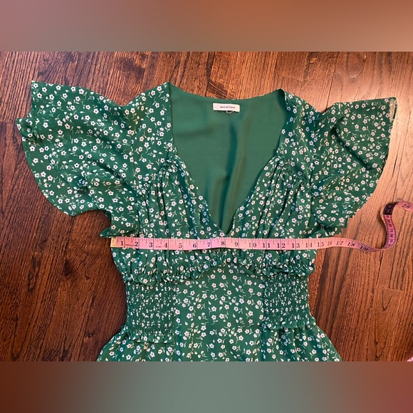Max Studio- Green Floral Midi Dress flowy lightweight spring M? SIZE TAG MISSING - Picture 7 of 16